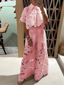 Conjunto Pluzi Calça + Camisa de Renda Leve e Soltinha (Primavera 2025)