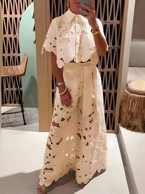 Conjunto Pluzi Calça + Camisa de Renda Leve e Soltinha (Primavera 2025)