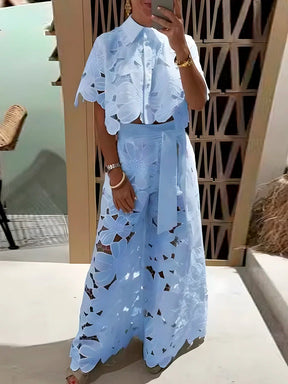 Conjunto Pluzi Calça + Camisa de Renda Leve e Soltinha (Primavera 2025)