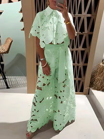 Conjunto Pluzi Calça + Camisa de Renda Leve e Soltinha (Primavera 2025)