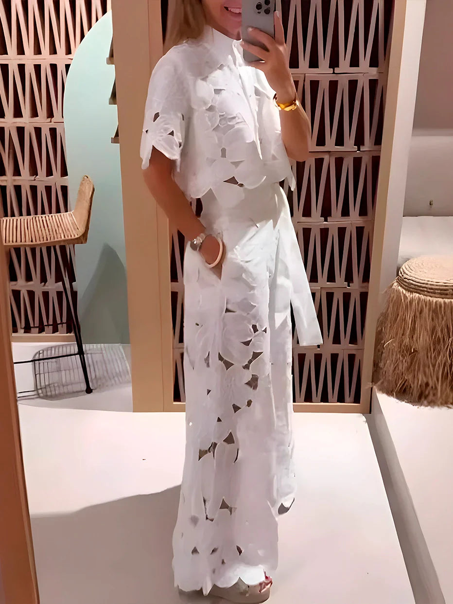 Conjunto Pluzi Calça + Camisa de Renda Leve e Soltinha (Primavera 2025)