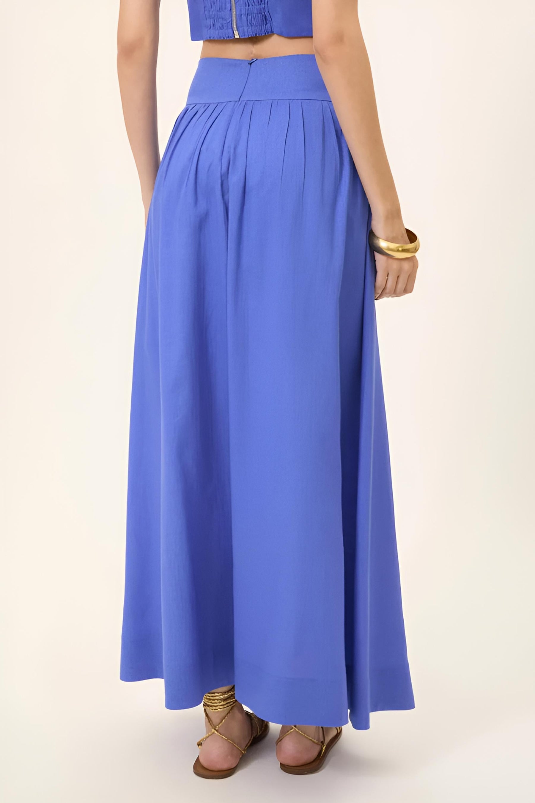 Saia Longuete RYVEI com Pregas e Forro